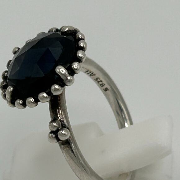 Vintage Sterling Pandora Ring with Blue Stone Size 6 - Picture 7 of 12